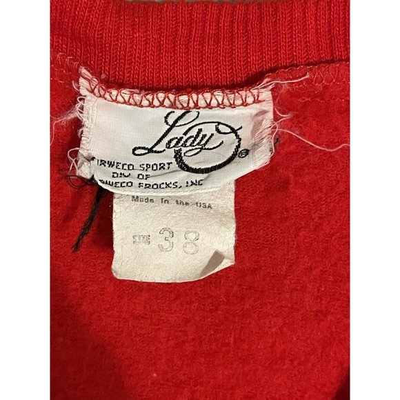 VINTAGE SNOWFLAKE Red Pullover V-neck SWEATER USA Size 38 Ugly Christmas Sweater - Picture 3 of 4